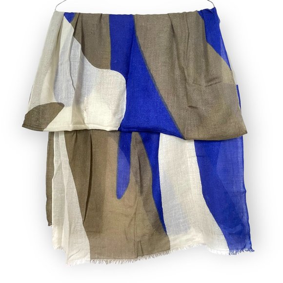 Denis Colomb Cashmere Blue, White, and Brown Large Scarf - Picture 3 of 7